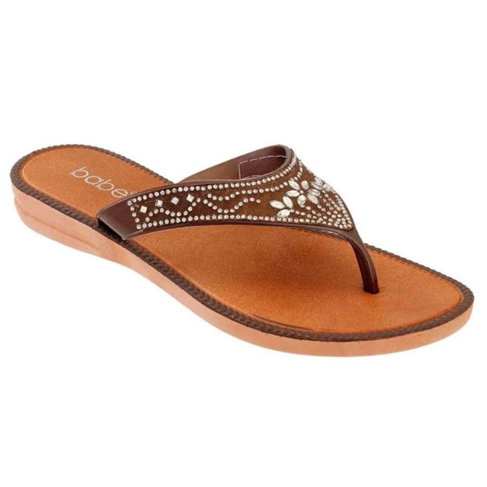 NWT Babe Brown Slip On Thong flat sandals